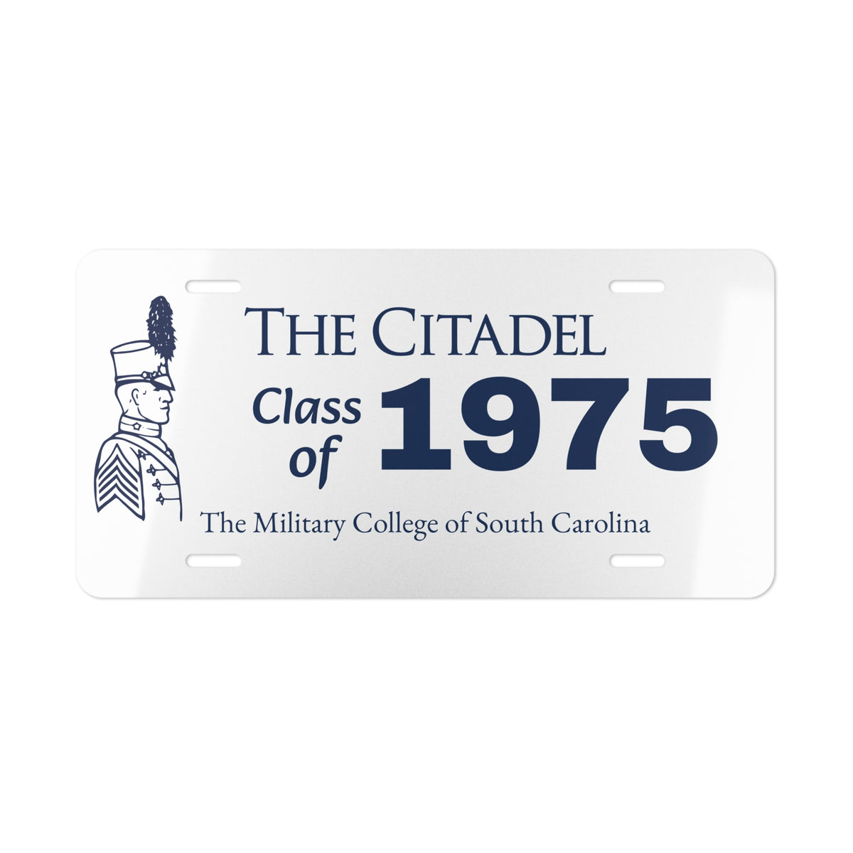 The Citadel, White Background, Customized, Class of (Your Year) Vanity Plate