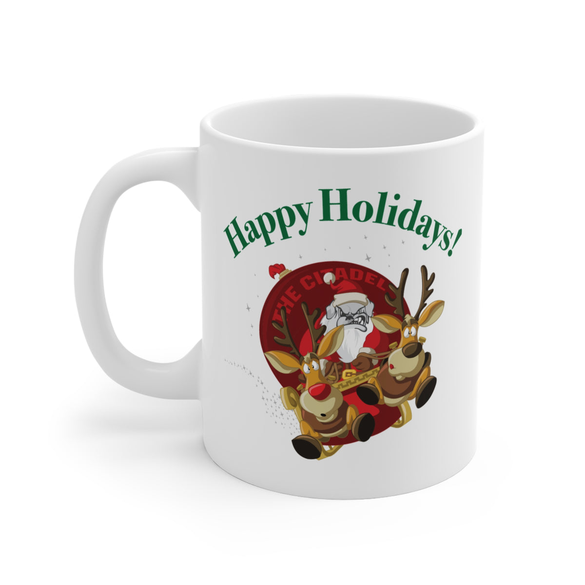 The Citadel, Spike with Reindeer, Happy Holiday! Mug 11oz