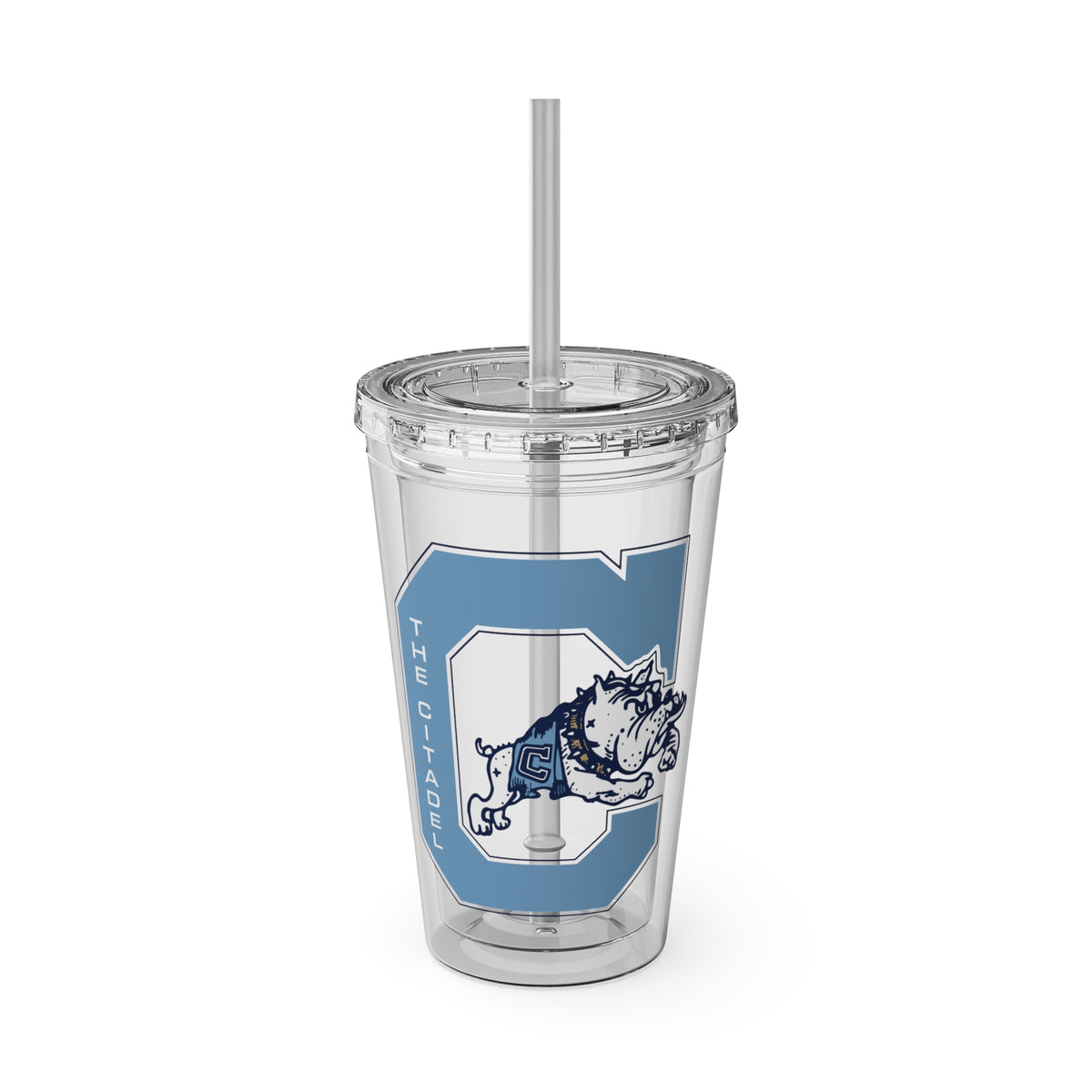 The Citadel, Vintage Jumping Bulldog, Sunsplash Tumbler with Straw, 16oz