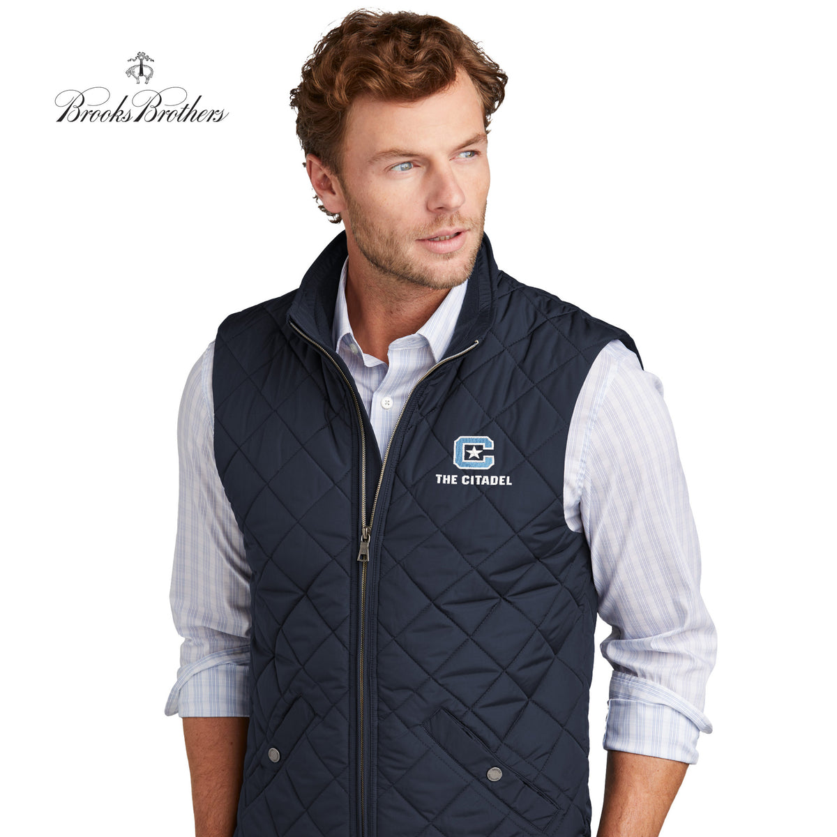 The Citadel, C Star, Brooks Brothers® Quilted Vest- NAvy