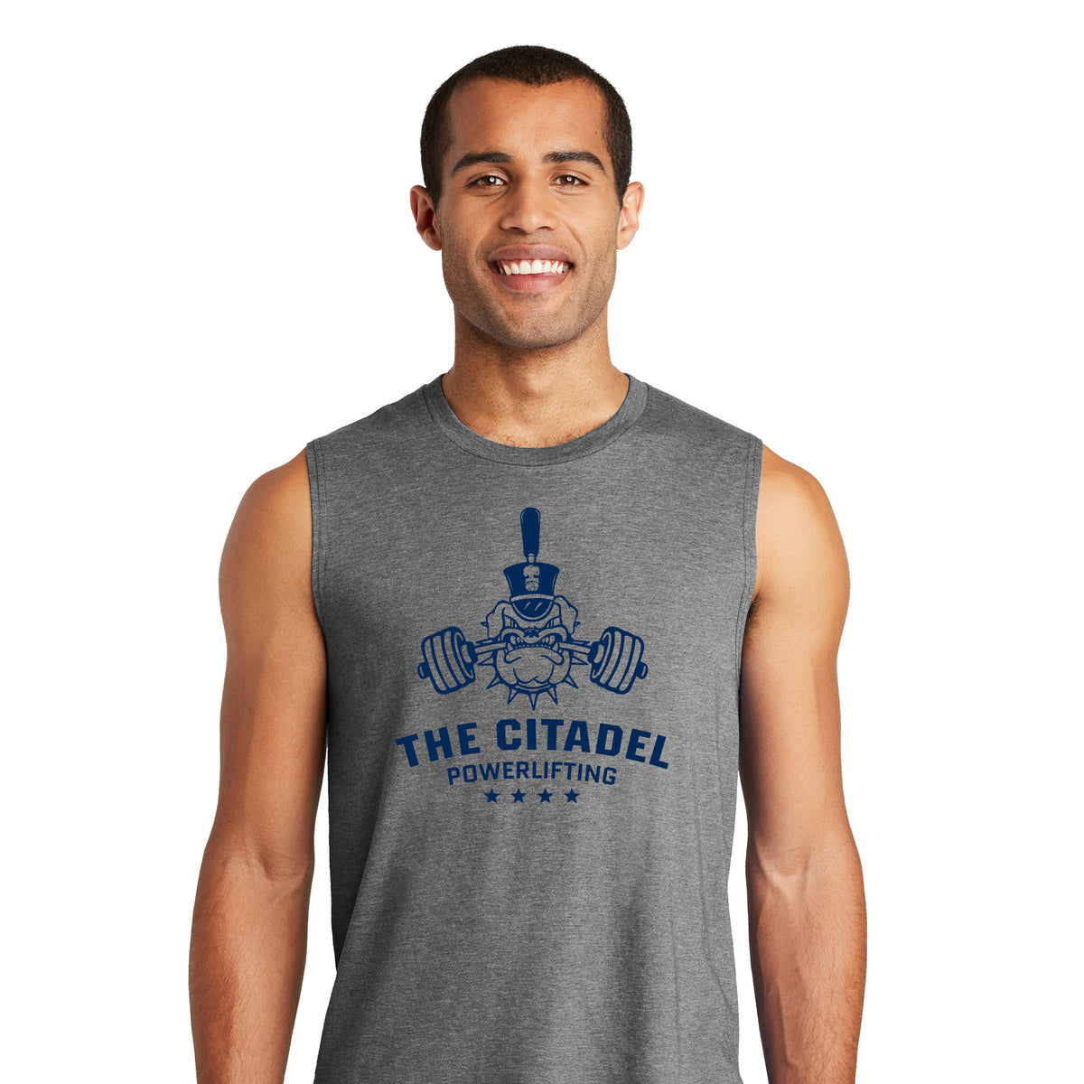 The Citadel, Spike - Powerlifting, District ® V.I.T. ™ Muscle Tank- Grey