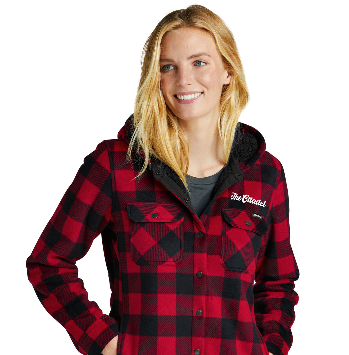 The Citadel Eddie Bauer® Ladies Woodland Shirt Jacket with Cozy Hood