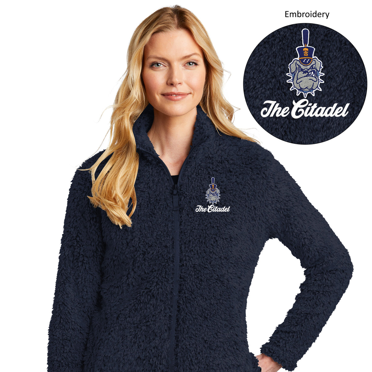 The Citadel Spike Logo, Ladies Cozy Fleece, Full Zip Jacket