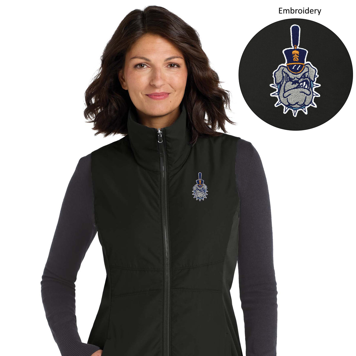 The Citadel, Spike Logo, Ladies Collective Insulated Vest- Black