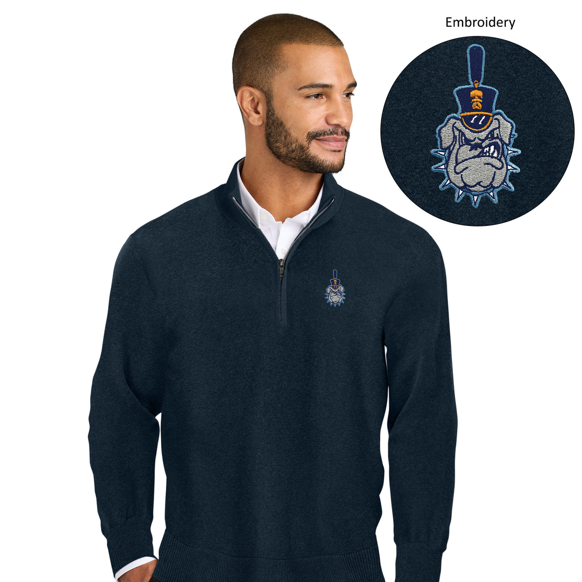 The Citadel, Spike, Port Authority® Easy Care 1/4-Zip Sweater- Navy