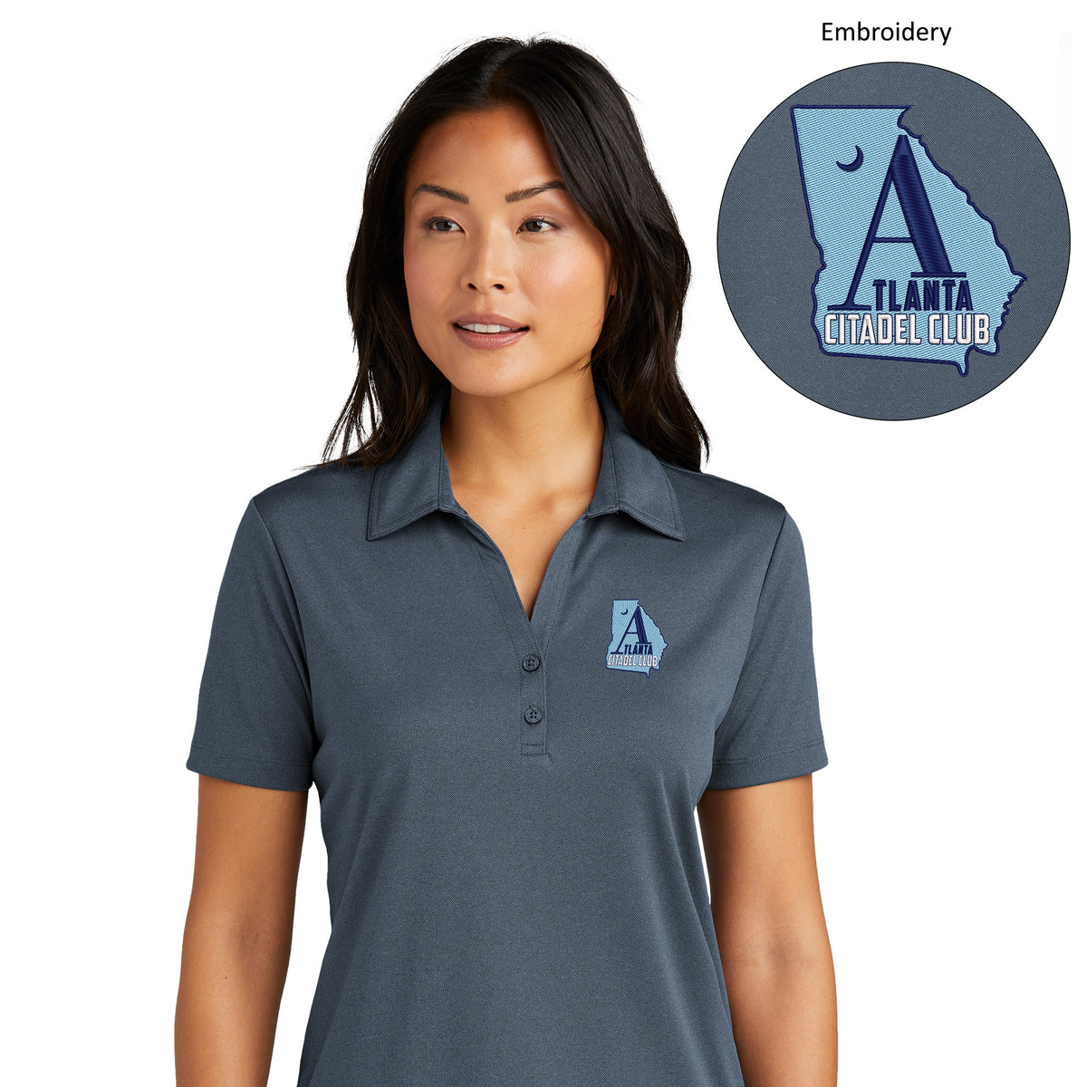 The Citadel, Atlanta Citadel Club, TravisMathew Ladies Coto Performance Polo Shirt - Vintage Indigo