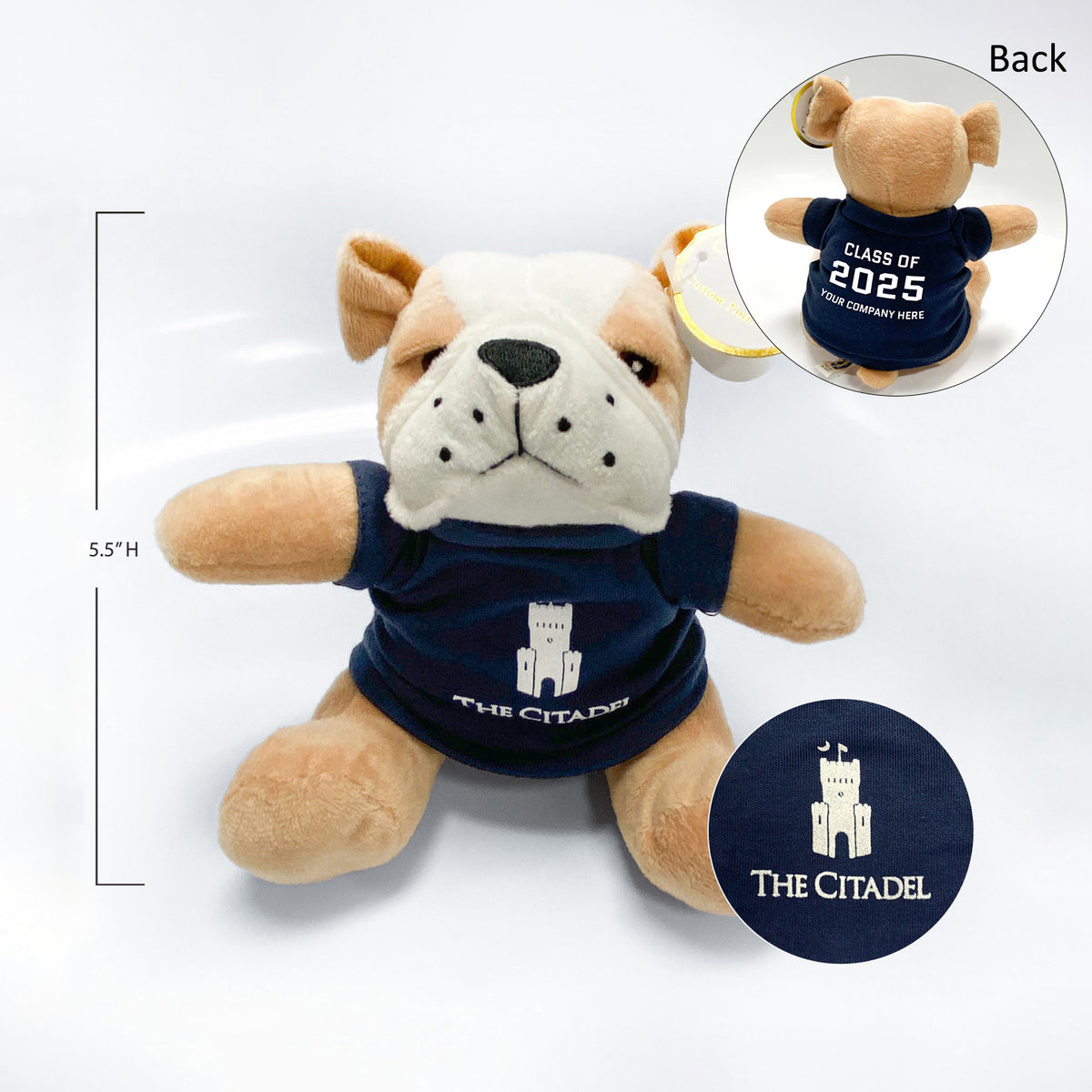 The Citadel Mascot, Your Year and Company Customized, Bulldog Plush Animal