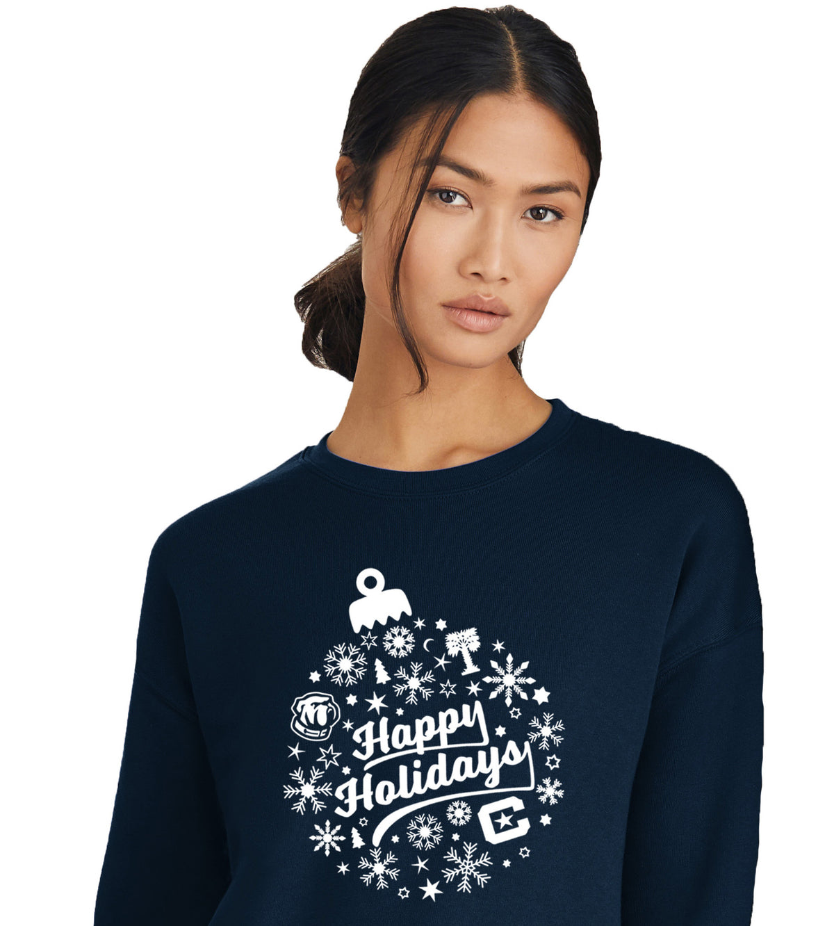 The Citadel Happy Holidays Unisex Drop Shoulder Sweatshirt-Navy